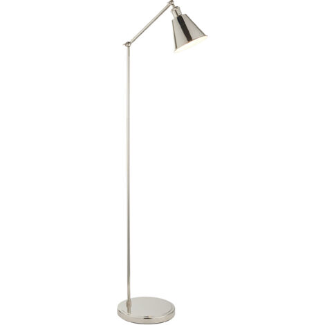 Lampada da terra industriale nichel E27 braccio regolabile
