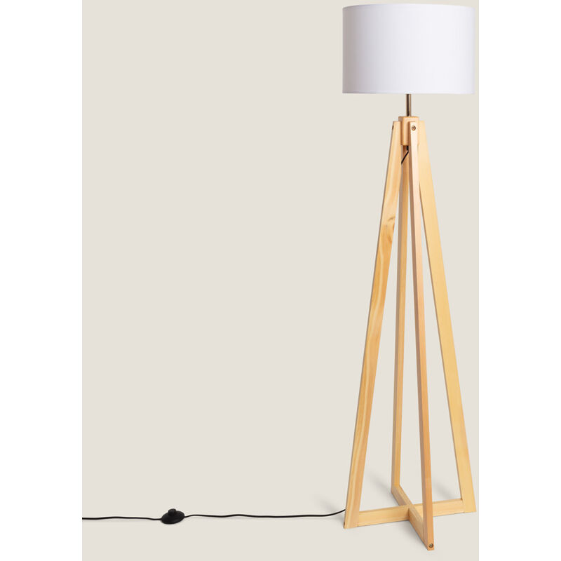 Lampada da Terra Legno Korsade Bianco