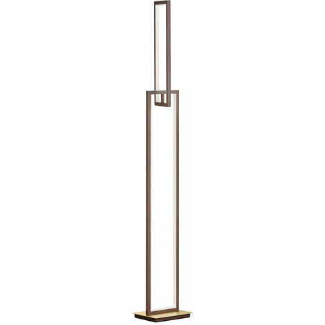 Lampada da terra lampada da camera lampada da terra, lampada di design, interruttore a pedale, quadrato, metallo, color ruggine, LED 33W 2700lm 3000K bianco caldo, LxPxH 22x18x146 cm