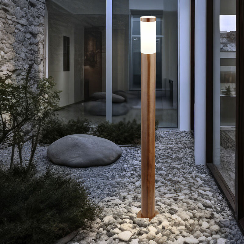 Image of Lampada da terra, lampada da esterno, lampada da giardino, lampada da terra, lampada da sentiero, terrazza IP44, acciaio inossidabile aspetto legno,