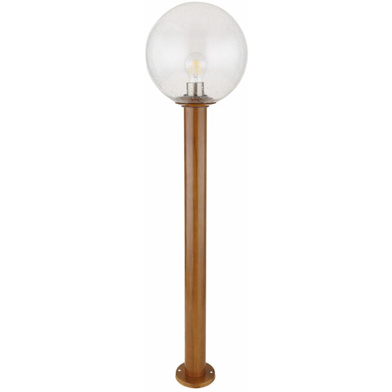 Image of Lampada da terra, lampada da giardino, lampada da esterno, lampada da esterno, luce da sentiero marrone, aspetto legno, vetro alluminio, h 100cm