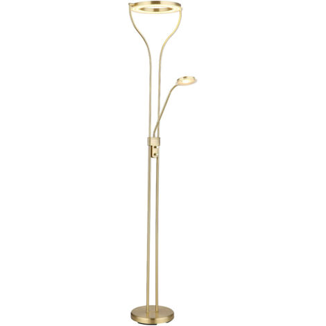 Lampada da terra lampada da terra faretto da soffitto lampada da camera da letto, dimmerabile, spot da lettura flessibile, colore ottone opaco, LED 20W 1800Lm bianco caldo, LxPxA 35x30x194 cm