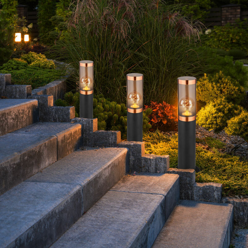 Image of Lampada da terra lampada da terra illuminazione esterna lampada a piedistallo lampada da terra da giardino per esterni in rame fumo, acciaio