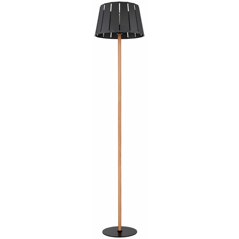 Image of Lampada da terra lampada da terra lampada da soggiorno lampada da camera da letto lampada laterale, effetto legno metallo nero, 1x E27 DxH 35x160 cm