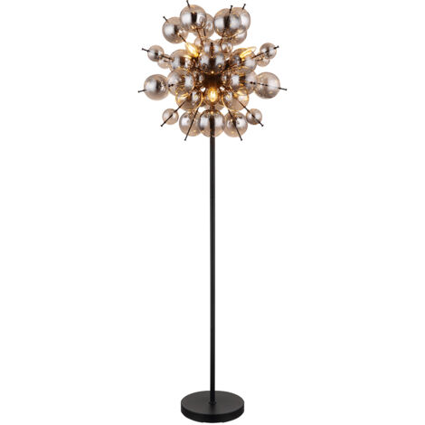 Lampada da terra Lampada da terra Lampada da soggiorno Lampada laterale Lampada da terra Lampada da camera da letto con 48 globi di vetro color fumo, 6x E14, DxH 55 x 155cm