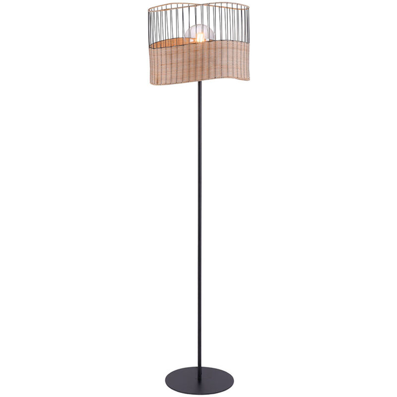 Image of Lampada da terra, lampada da terra, lampada da soggiorno, luce da camera da letto, lampada da corridoio, faretto da soffitto, metallo, rete in legno