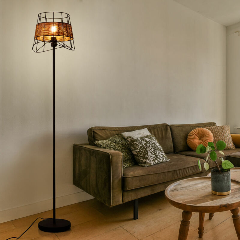 Image of Etc-shop - Lampada da terra lampada da terra lampada da terra lampada laterale lampada da soggiorno lampada da camera da letto, effetto boho rattan
