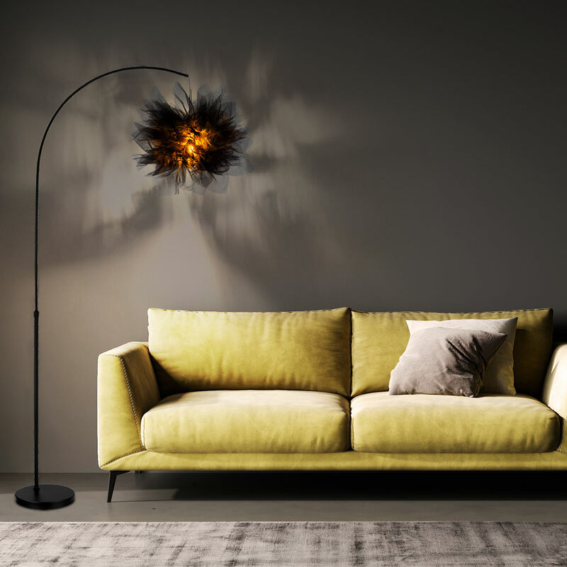 Image of Lampada da terra lampada da terra per camera da letto lampada da terra nera moderna, regolabile in altezza, paralume in tessuto in metallo, 1x