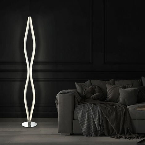 Lampada da terra LED design moderno soggiorno lampada da terra Lampada da terra argento, interruttore curvo, 1x LED 30,8W 2156Lm bianco caldo, H 146,5 cm