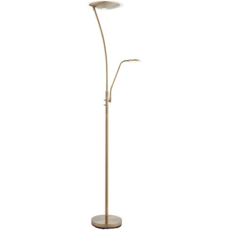 Lampada da terra LED doppia con lettura ottone Endon