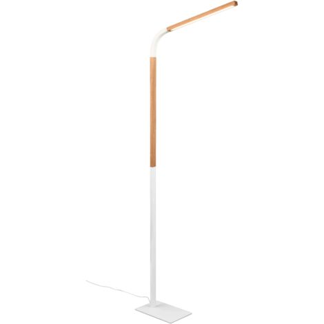 Lampada da terra LED, metallo e legno, bianco e naturale, H 140 cm, Norris