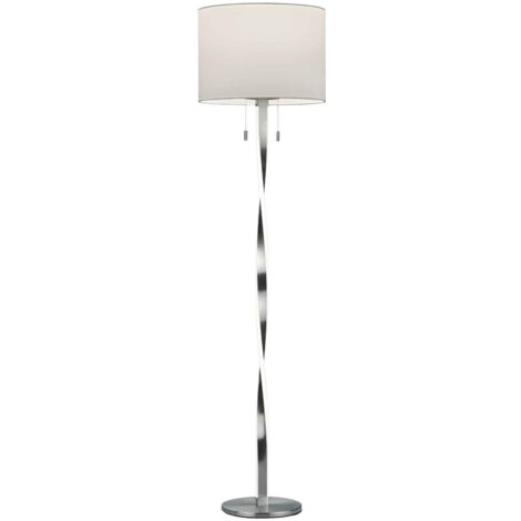 Lampada da terra LED, metallo e tessuto, bianco e nichel opaco, H 160 cm, Nandor