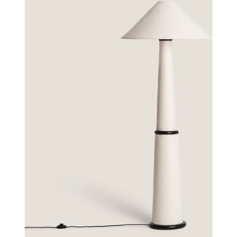 Lampada da Terra Legno e Stoffa Lombe Bianco