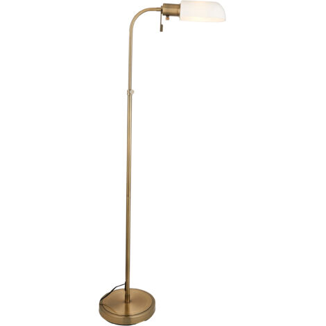 Lampada da terra lettura retrò ottone/bianco E27 Endon