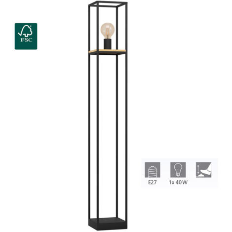 Lampada da terra Libertad Black, Brown L: 18 B: 18 H: 128.5 cm con interruttore di foottraggio