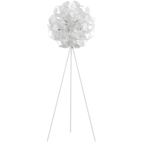 Lampada da terra Lindby Varika con paralume a sfera, bianco