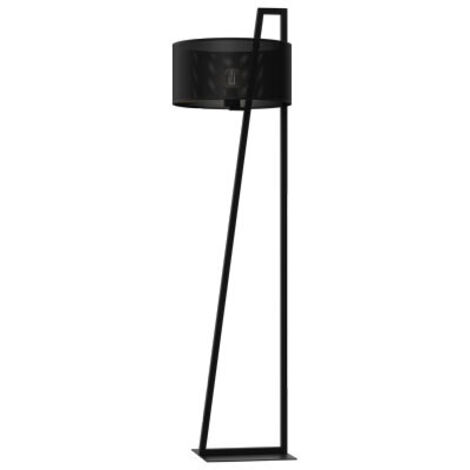 Lampada da terra loft nera con paralume rete E27 Luminex