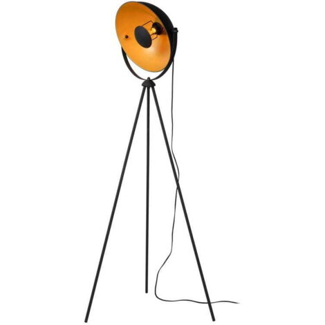 Lampada da terra Lucide Alvaro treppiede E27 40W nero oro
