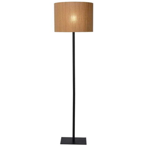 Lampada da terra Lucide Magius rattan nera E27 h160cm