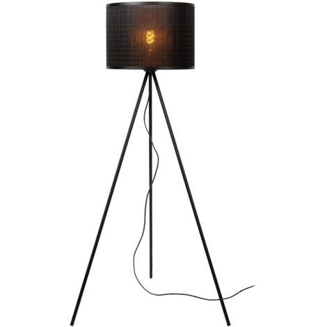 Lampada da terra Lucide Tagalog nera rattan E27 142cm