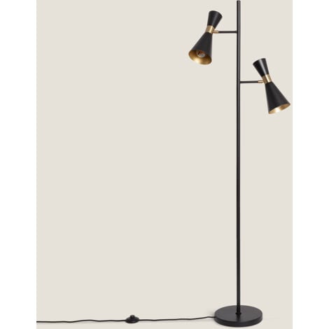 LEDKIA Lampada da Terra Metallo 2 Faretti Jigger Nero - Oro