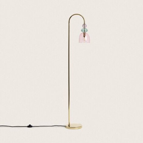 LEDKIA Lampada da Terra Metallo e Vetro Baudelaire Rosa