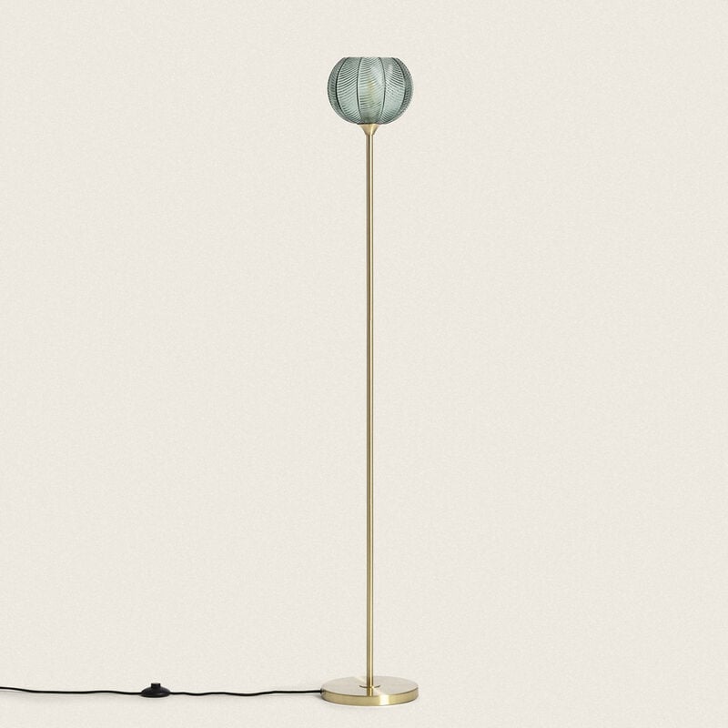 Image of Ledkia - Lampada da Terra Metallo e Vetro Klimt Verde
