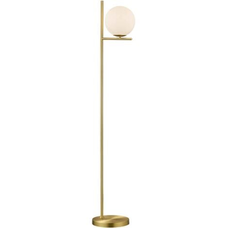 Lampada da terra, metallo e vetro, ottone satinato, H150 cm, Pure