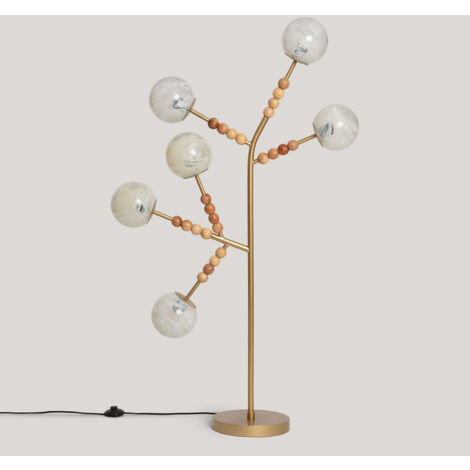 Lampada da Terra Metallo Vetro Routi Oro