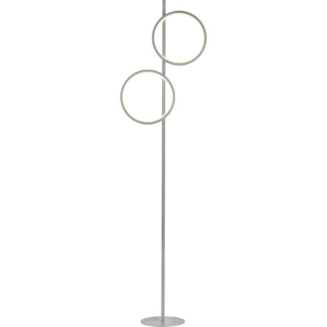 Lampada da terra moderna argento 2 anelli LED 24W Just Light