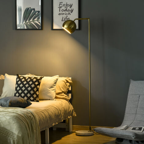 Lampada da Terra Moderna con Paralume Regolabile in Stile Vintage Compatibile con E27 40W - Oro