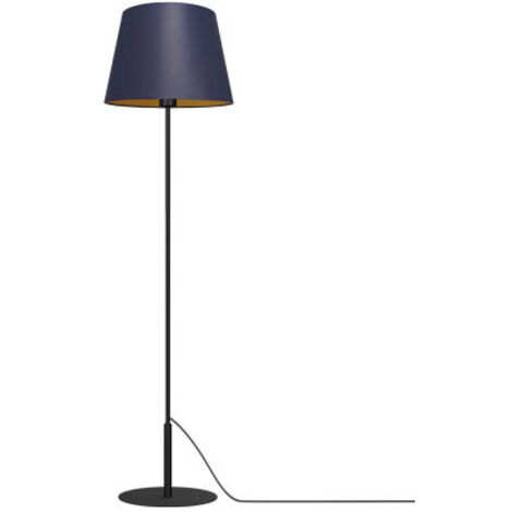 Lampada da terra nera Arden paralume blu E27 Luminex