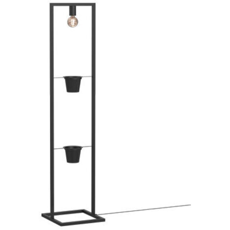 Lampada da terra nera con 2 portavasi E27 15W Flores