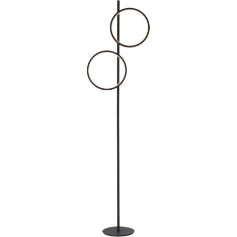 Lampada da terra nera moderna 2 anelli LED 24W Just Light
