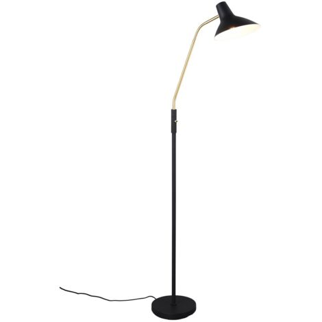 Lampada da terra nera ottone braccio flessibile 145cm E27