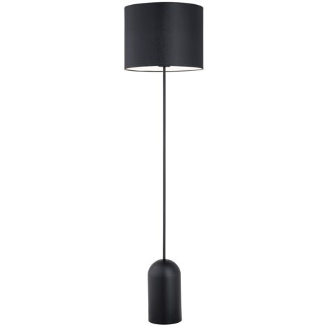 Lampada da terra nera, paralume bianco E27 15W Aspen