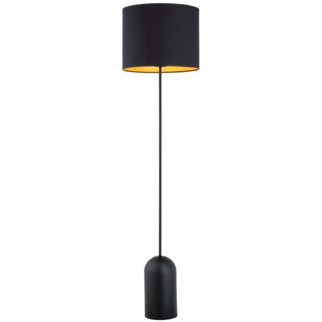 Lampada da terra nera paralume oro E27 15W Aspen Emibig