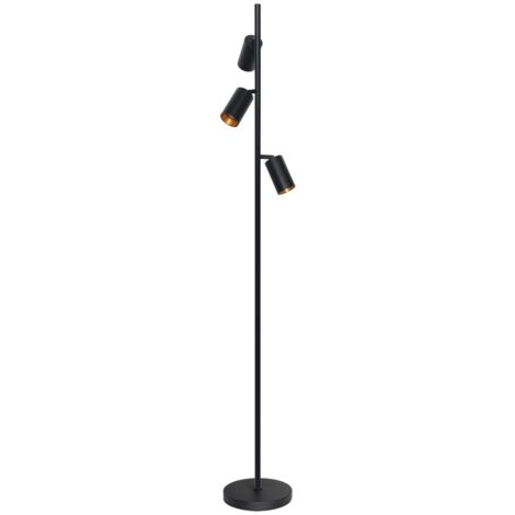 Lampada da terra nera spot oro interno 3xGU10 Polux