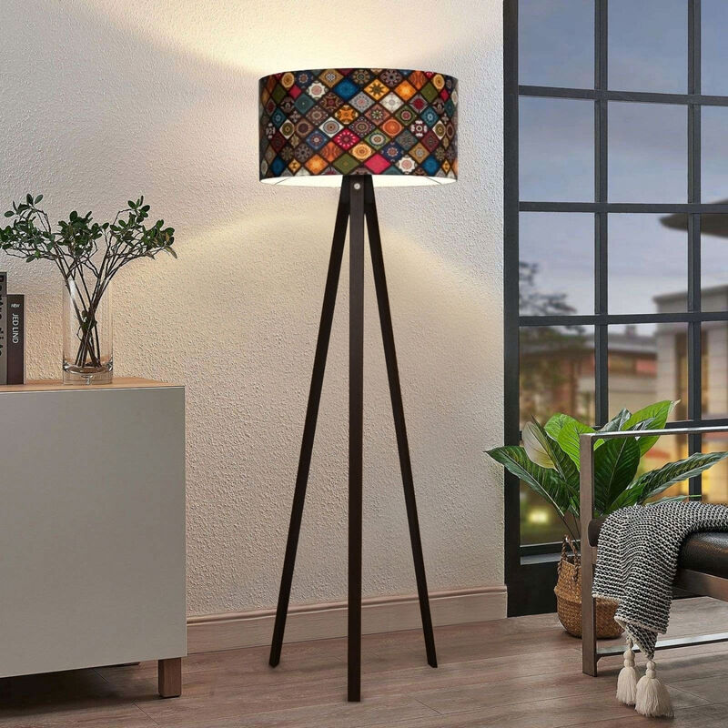 Image of Lampada a 3 piedi elegante da 140 cm con paralume in tessuto vari colori dimensioni : Multicolore