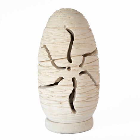 Lampada da terra o tavolo PIGNA SPAZZOLATA Media scultura decorazione in Pietra Leccese salentina misure 27 x 12 cm