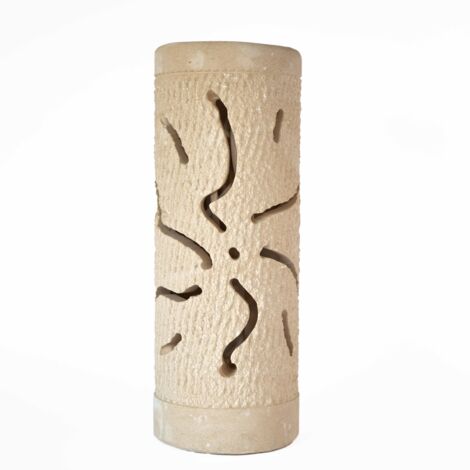Lampada da terra o tavolo TUBO MARTELLATA Grande scultura decorazione in Pietra Leccese salentina misure 28,5 x 11 cm