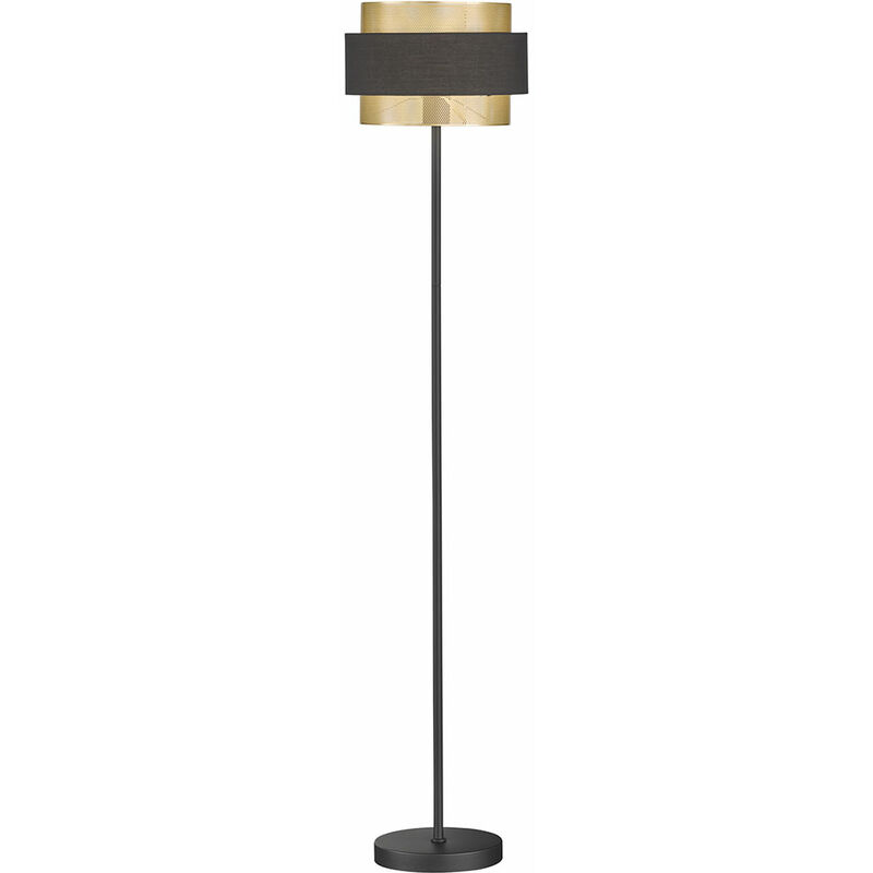 Image of Lampada da terra oro nero Lampada da terra nera Lampada da terra nera, ferro acciaio moderno, 1x attacco E27, DxH 30x174 cm