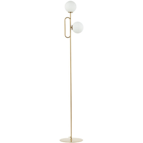 Lampada da terra oro Tes, 2 sfere opale, 2xG9 12W Sigma