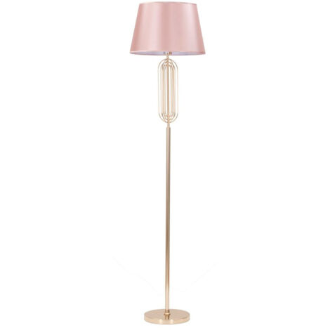 Lampada da Terra Ovy Ø40x168,5 cm in Ferro PVC e Tessuto Oro e Rosa