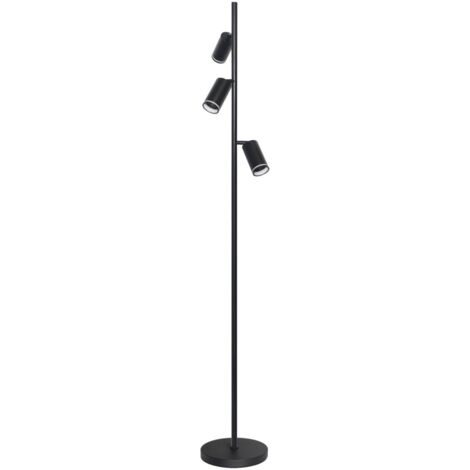 Lampada da terra Paris nera, anello acrilico 3xGU10 Polux