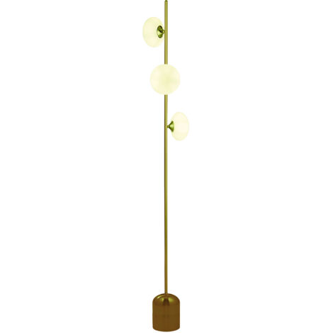 Lampada da terra Pebble 3Lt - Metallo dorato e vetro opalino