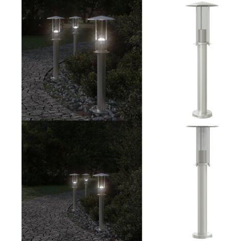 Lampada da Terra per Esterni Argento 60 cm in Acciaio Inox - Illuminazione esterna - Lampada da patio
