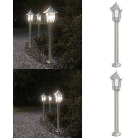 Lampada da Terra per Esterni Argento 80 cm in Acciaio Inox - Illuminazione esterna - Lampada da patio