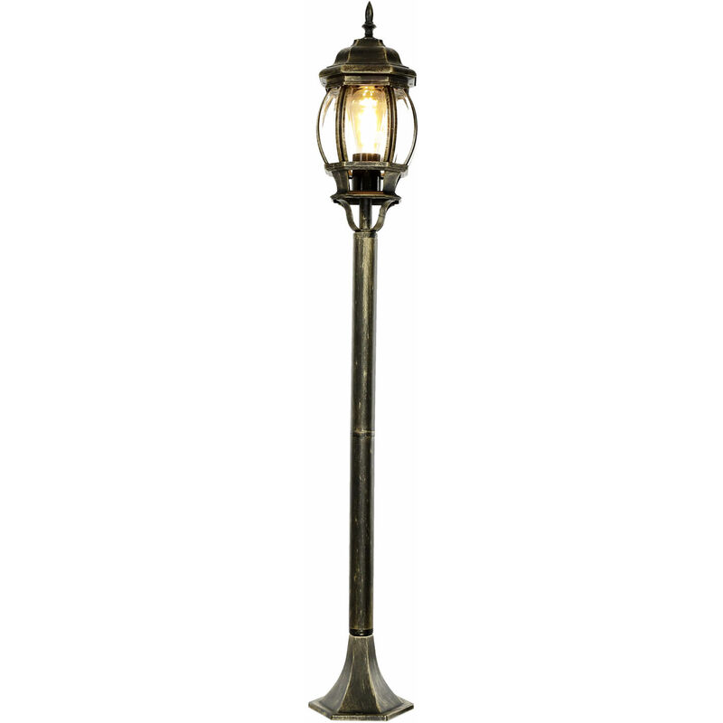 Image of Lampada da terra per esterni brest dal design retrò color oro antico lampioncino per esterni da giardino - Oro antico