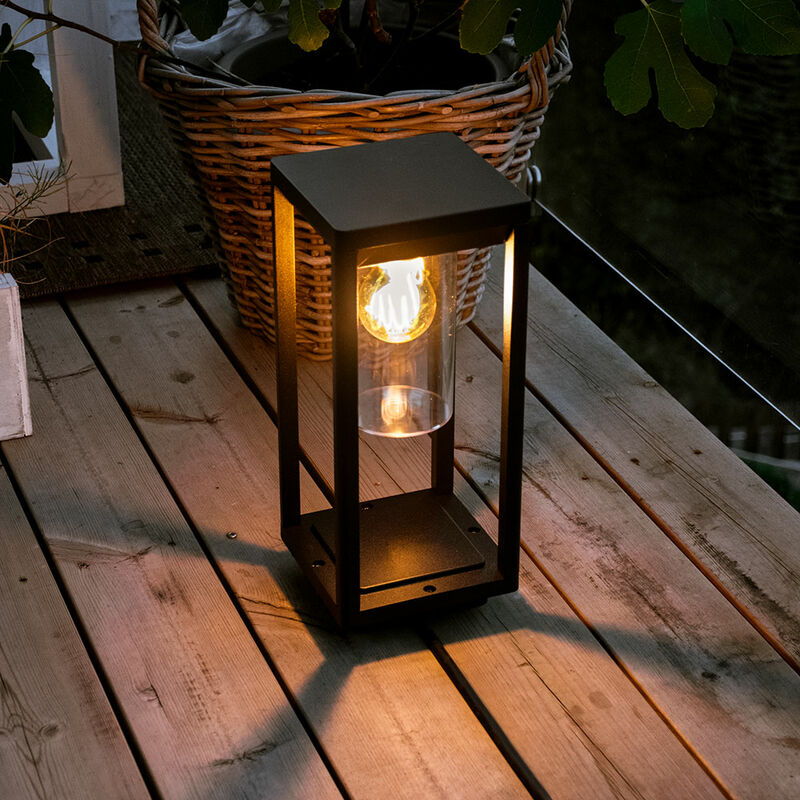 Image of Lampada da terra per esterni illuminazione da giardino lanterna alu retro cortile balcone terrazza decorazione lampada da tavolo nera
